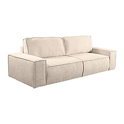 Avis Vente-Unique Canapé 4 places convertible en tissu bouclette beige AMELIA