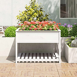 Avis Maison Chic Jardinière,Bac à fleurs - pot de fleur et étagère Blanc 111,5x111,5x81cm Bois massif de pin -GKD60052