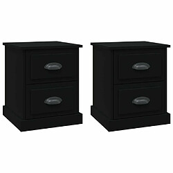 Maison Chic Lot de 2 Tables de chevet,Table de nuit,Table d'appoint pour salon noir 39x39x47,5 cm bois d'ingénierie -MN54127