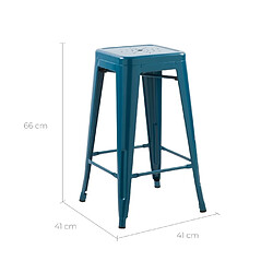 Rendez Vous Deco Tabouret de bar mi-hauteur Indus bleu mat 66cm (lot de 2)