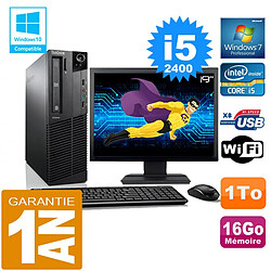 PC Lenovo M92p SFF Core I5-2400 Ram 16Go Disque 1 To Wifi W7 Ecran 19" · Occasion 