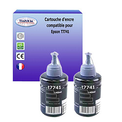 T3Azur 2 Bouteilles encres compatibles avec Epson T7741 - Noire 140ml