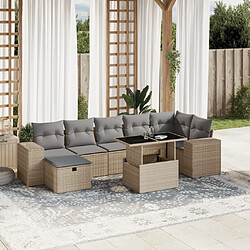 vidaXL Salon de jardin avec coussins 8 pcs beige résine tressée