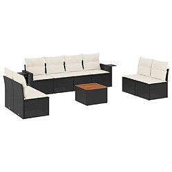 Maison Chic Ensemble Tables et chaises d'extérieur 9 pcs avec coussins,Salon de jardin noir résine tressée -GKD782360