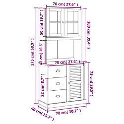 vidaXL Buffet haut VIGO 78x40x175 cm bois massif de pin pas cher