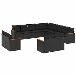 Maison Chic Salon de jardin avec coussins 13 pcs | Ensemble de Table et chaises | Mobilier d'Extérieur noir résine tressée -GKD26097