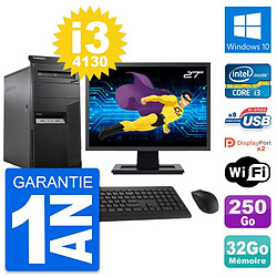 PC Tour Lenovo M83 Ecran 27" Intel i3-4130 RAM 32Go Disque 250Go Windows 10 Wifi · Occasion 