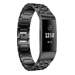 Wewoo Bracelet pour montre connectée en acier inoxydable serti de diamants Fitbit Charge 3 noir 