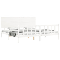 Acheter Maison Chic Cadre/structure de lit avec tête de lit pour adulte - Lit Moderne Chambre blanc Super King bois massif -MN85996