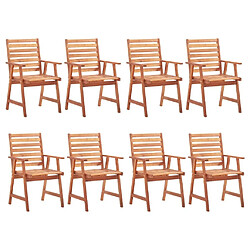 Maison Chic Lot de 8 Chaises à dîner de jardin avec coussins,Fauteuil/Chaises à manger d'extérieur Acacia massif -MN23787