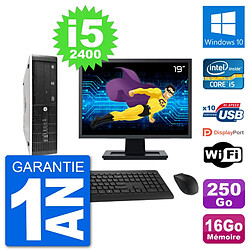 PC HP 8300 SFF Ecran 19" Intel i5-2400 RAM 16Go Disque 250Go Windows 10 Wifi · Occasion 