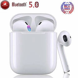 Chrono Oreillette Bluetooth sans Fil Tactile,TWS i12 Oreillette Bluetooth IPX6 Impérmeable Casque Bluetooth Ecouteurs Étanche avec Microphone Oreillette avec Tous Les Appareils-Blanc 