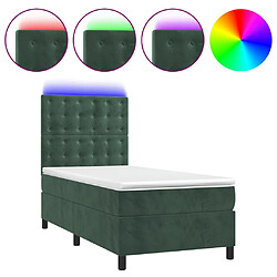 vidaXL Sommier à lattes de lit matelas et LED Vert foncé 100x200 cm