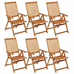 Maison Chic Lot de 6 Chaises pliables de jardin avec coussins - Fauteuil d'extérieur Bois d'acacia -MN16391