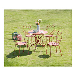 Vente-Unique Table de jardin D.80 cm en métal façon fer forgé - Terracotta - GUERMANTES de MYLIA