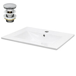 Ecd Germany Lavabo en céramique blanc avec garniture de vidage vasque encastrer 610x465 mm