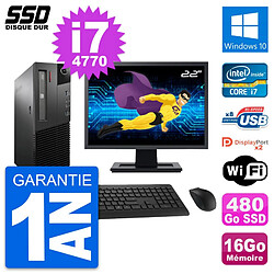 PC Lenovo M93p SFF Ecran 22" Intel i7-4770 RAM 16Go SSD 480Go Windows 10 Wifi · Occasion 