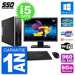 PC HP 8300 Elite SFF Ecran 19" Intel i5-3470 RAM 8Go SSD 960Go Windows 10 Wifi · Occasion 