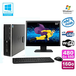 Lot PC HP 8100 SFF G6950 2,8 GHz 16Go 480Go SSD Wifi Graveur W7 Pro Ecran 22" · Occasion 