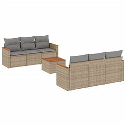 vidaXL Salon de jardin avec coussins 7pcs mélange beige résine tressée