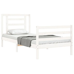 Acheter Maison Chic Cadre/structure de lit avec tête de lit pour adulte - Lit Moderne Chambre blanc petit simple bois massif -MN77842