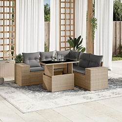 vidaXL Salon de jardin avec coussins 6 pcs beige résine tressée