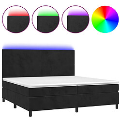 vidaXL Sommier à lattes de lit et matelas LED Noir 200x200 cm Velours