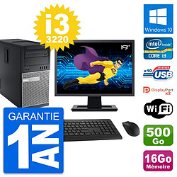 PC Tour Dell 9010 Ecran 19" Intel i3-3220 RAM 16Go Disque 500Go Windows 10 Wifi - Occasion