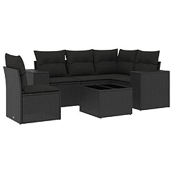 vidaXL Salon de jardin 6 pcs avec coussins noir résine tressée