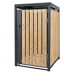 ML-Design Box pour 1 Poubelle, 240L, 68x80x116,3 cm, en Acier, Anthracite/Aspect Mélèze, Résistant aux Intempéries, Habillage de Poubelle avec Couvercle Rabattable/Porte, Conteneur Abri Hangar