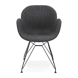 Mes Lot de 2 fauteuils design en tissu gris piétement métal noir- UMILA