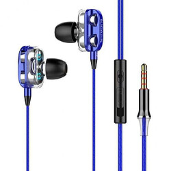 Ecouteurs Intra-auriculaire Oreillettes Filaire 10xDouble Haut-Parleur 1.2M Filaire 3.5MM Écouteurs Écouteurs HiFi Stéréo Casque Bleu