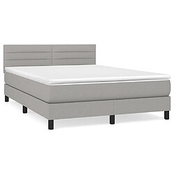 vidaXL Sommier à lattes de lit avec matelas Gris clair 140x190cm Tissu