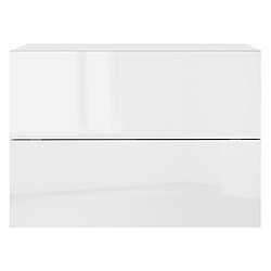 ML-Design 2x Table de chevet murale blanche brillant avec 2 tiroirs panneau de particules