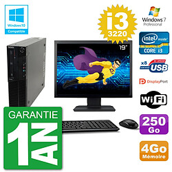 PC Lenovo M82 SFF Ecran 19" i3-3220 RAM 4Go Disque 250Go Graveur DVD Wifi W7 - Occasion