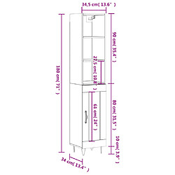 vidaXL Buffet haut Noir 34,5x34x180 cm Bois d'ingénierie pas cher