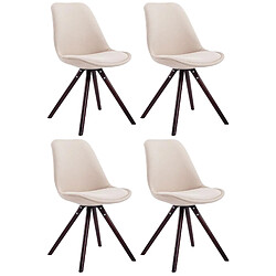 Decoshop26 4 chaises de salle à manger style scandinave en tissu crème pieds rond en bois marron CDS10340