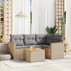 vidaXL Salon de jardin avec coussins 5 pcs beige résine tressée