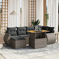 vidaXL Salon de jardin avec coussins 7 pcs gris résine tressée 