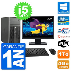 PC Tour HP Pro 6300 CMT Ecran 22" i5-3470 RAM 4Go Disque Dur 1To Windows 10 Wifi · Occasion 