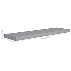 vidaXL Étagères murales flottantes 2 pcs gris 90x23,5x3,8 cm MDF pas cher