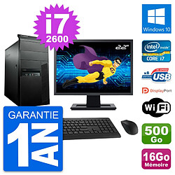 PC Tour Lenovo M91p Ecran 22" Core i7-2600 RAM 16Go Disque 500Go Windows 10 Wifi · Occasion 