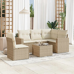 vidaXL Salon de jardin avec coussins 6 pcs beige résine tressée 