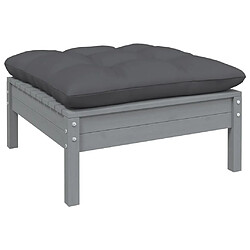 vidaXL Repose-pied de jardin avec coussin anthracite Bois de pin gris 