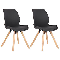 Decoshop26 Lot de 2 chaises de salle à manger en synthétique noir style scandinave pieds bois CDS101135