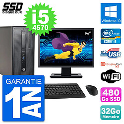 PC Tour HP EliteDesk 800 G1 Ecran 19" i5-4570 RAM 32Go SSD 480Go Windows 10 Wifi · Occasion 