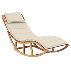 vidaXL Chaise longue à bascule avec coussin Bois de teck solide