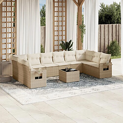 Maison Chic Salon de jardin 11 pcs avec coussins | Ensemble de Table et chaises | Mobilier d'Extérieur beige résine tressée -GKD69238