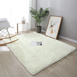 LUUCOZK Tapis à poils longs doux et moelleux pour chambre à coucher et salon - Blanc cassé-50x160cm 