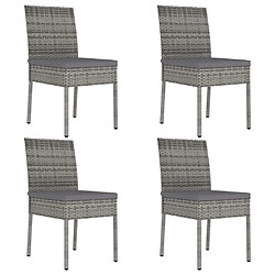 vidaXL Chaises à manger de jardin lot de 4 Résine tressée Gris